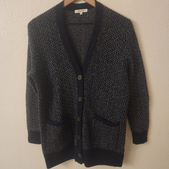 Madewell Bird's Eye Maysfield Cardigan Sweater in Coziest Yarn Womens Small - Picture 2 of 13